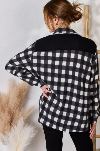Hailey & Co Full Size Plaid Button Up Jacket Trendsi