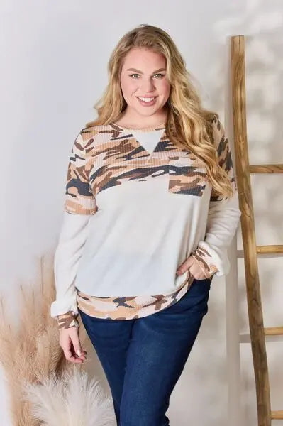 Hailey & Co Full Size Printed Round Neck Blouse Trendsi