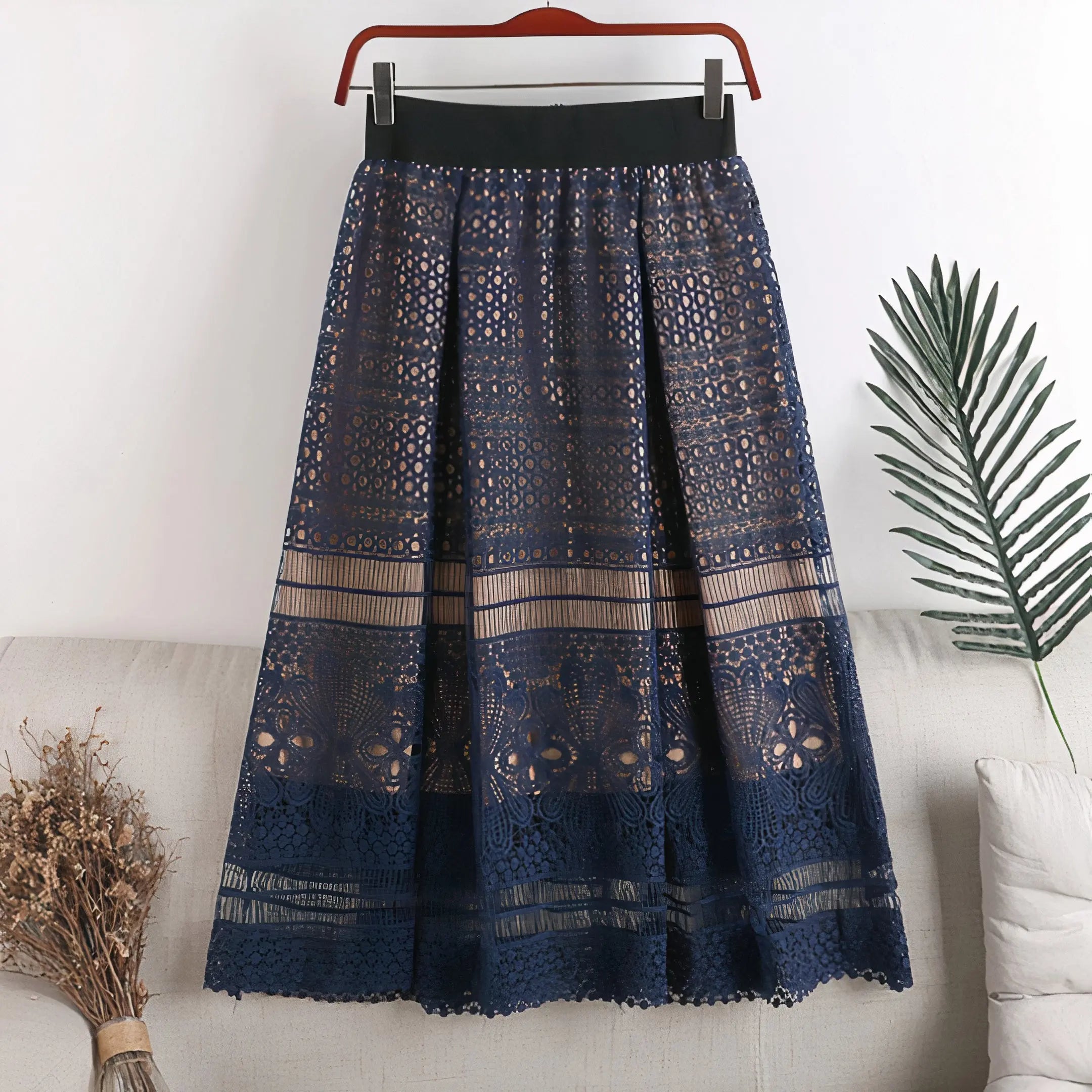 Halle Classic Lace Adjustable Skirt |  Navy-One-Size |  Casual Chic Boutique