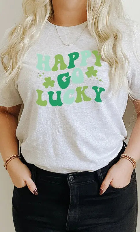 Happy Go Lucky Clovers St Patricks Graphic Tee Kissed Apparel