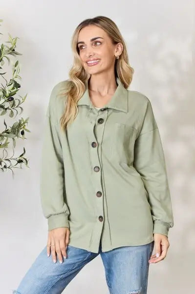 Heimish Full Size Button Down Long Sleeve Shirt Trendsi
