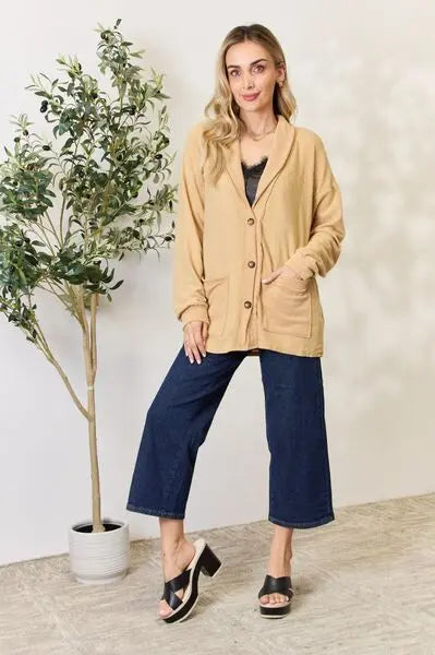Heimish Full Size Button Up Long Sleeve Cardigan Trendsi
