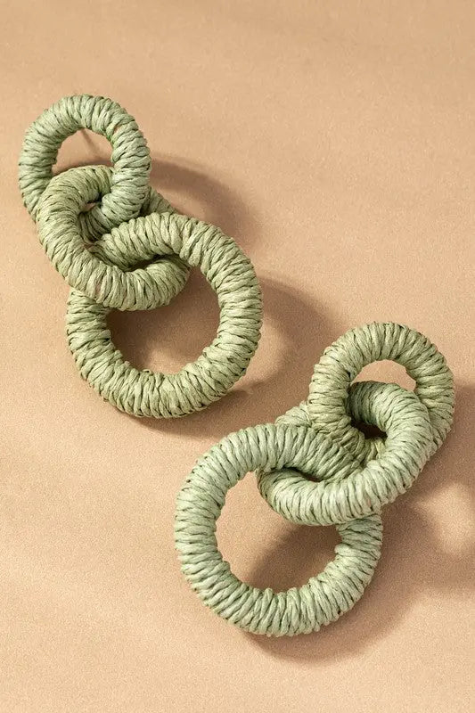 Hemp rope wrapped chunky wood hoop earrings LA3accessories