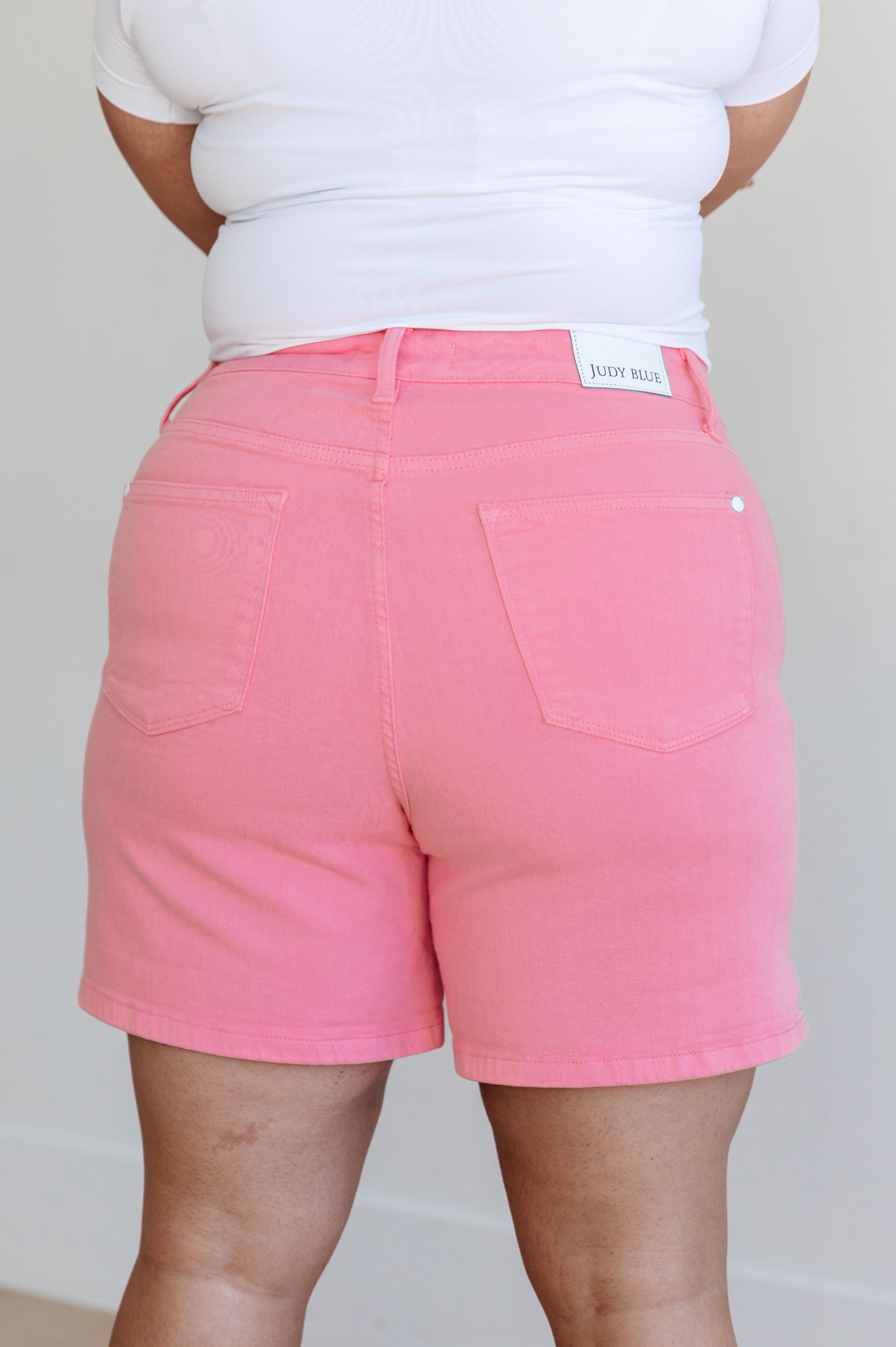 Jenna High Rise Control Top Cuffed Shorts in Pink Ave Shops