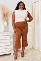 Judy Blue Full Size Tummy Control Garment Dyed Wide Crop Trendsi