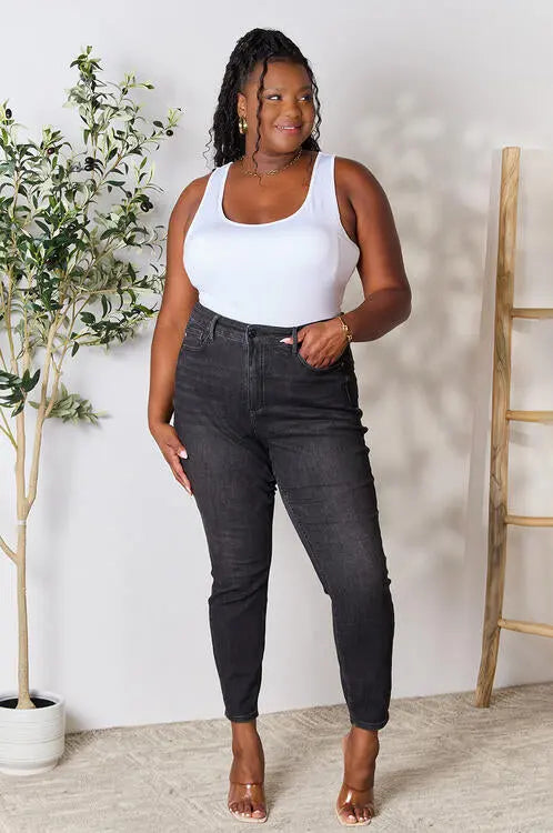 Judy Blue Full Size Tummy Control High Waist Denim Jeans Trendsi