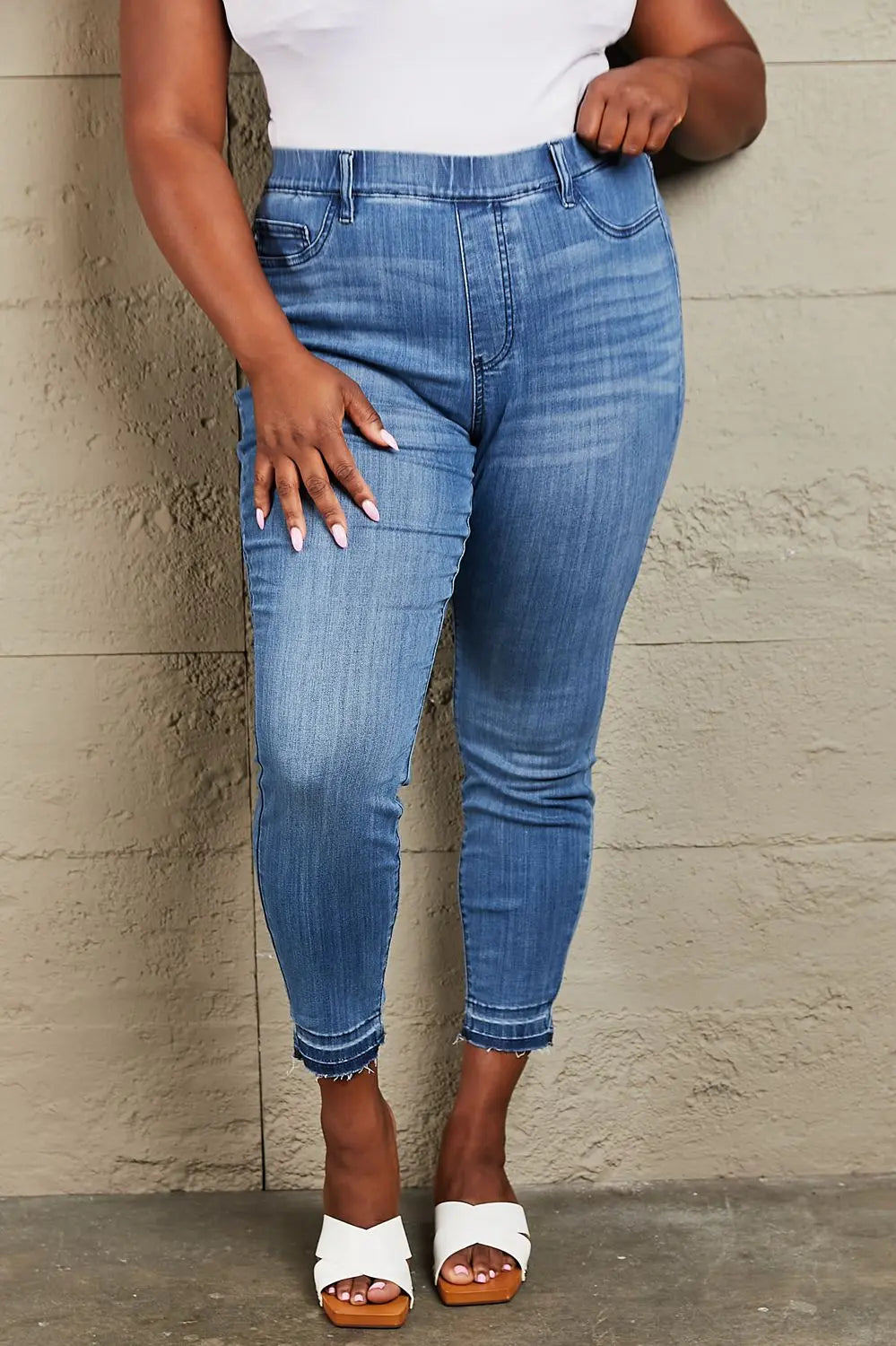 Judy Blue Janavie Full Size High Waisted Pull On Skinny Jeans Trendsi