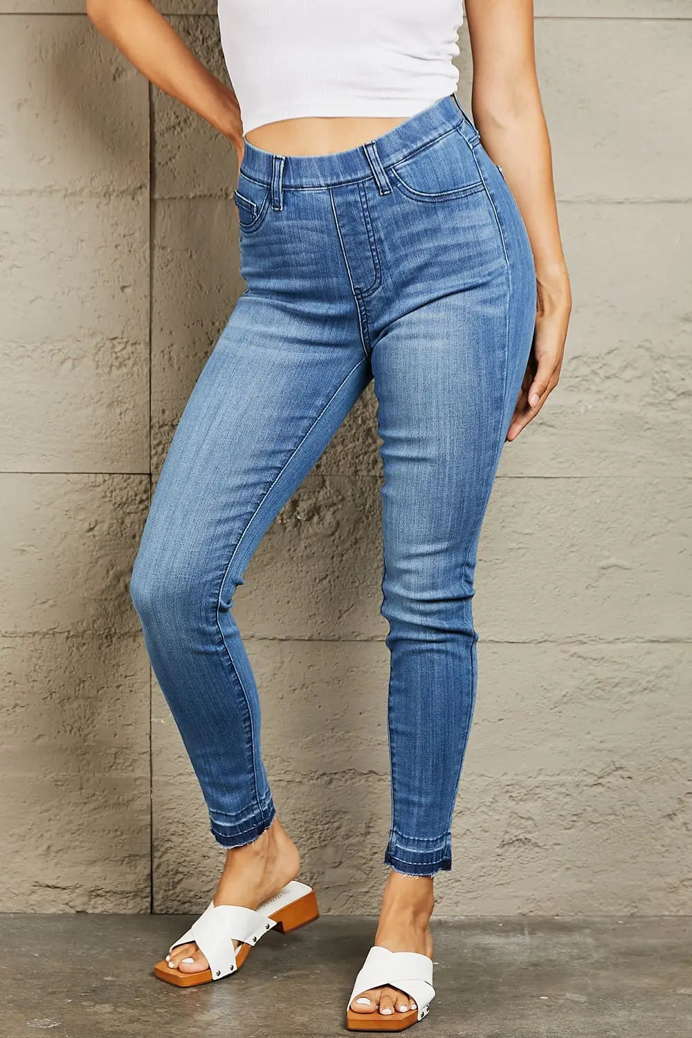 Judy Blue Janavie Full Size High Waisted Pull On Skinny Jeans Trendsi