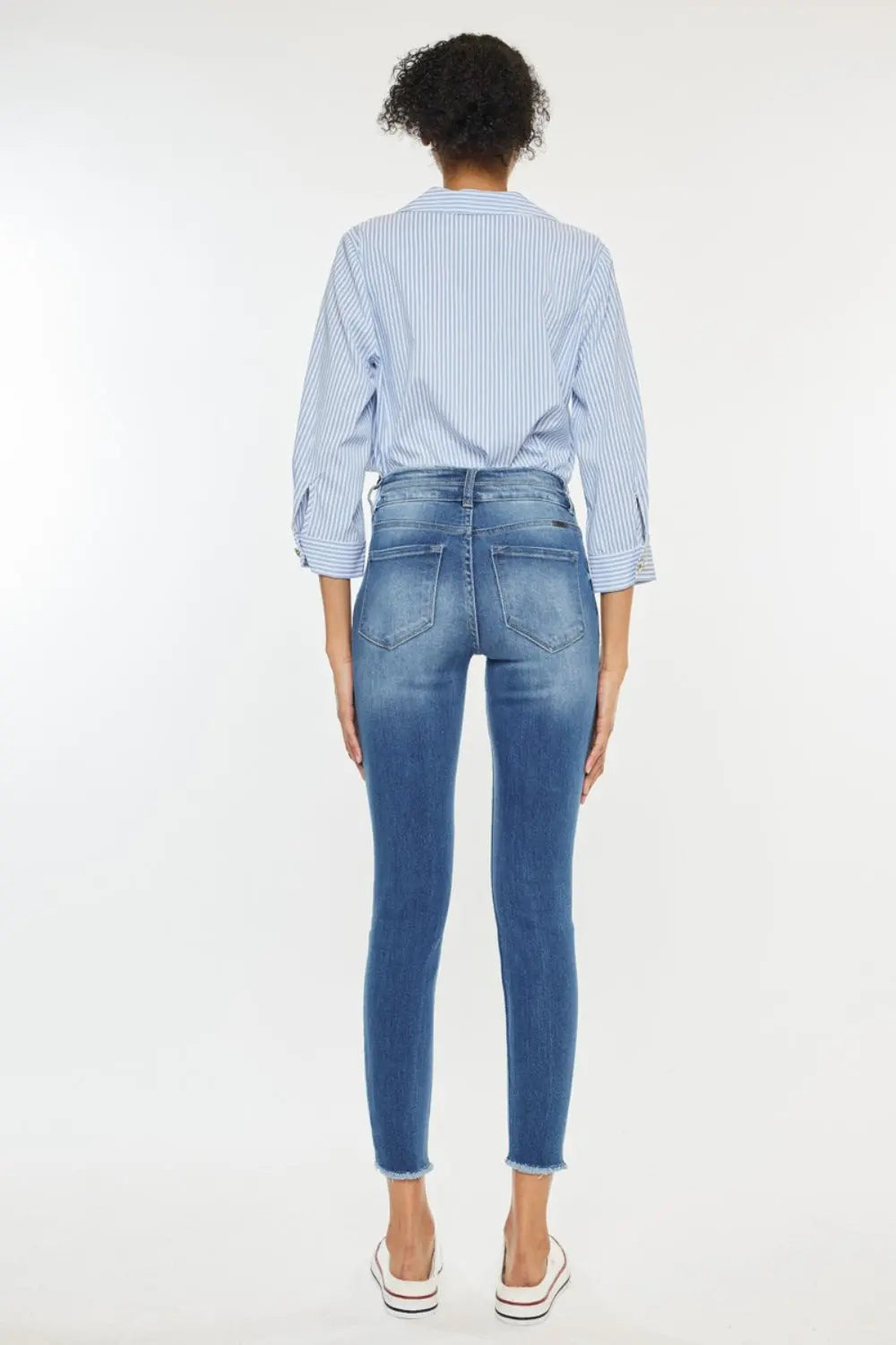 Kancan Distressed Raw Hem High Waist Jeans Trendsi