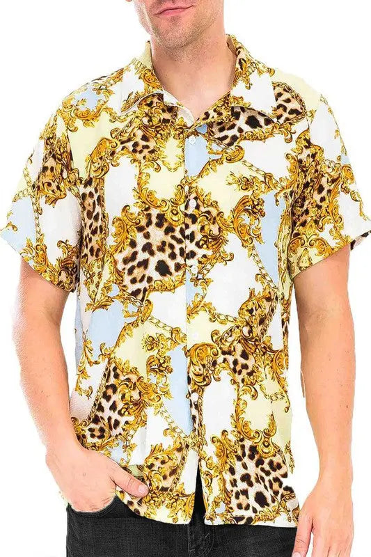 Leopard Cheetah Button Down Shirt WEIV