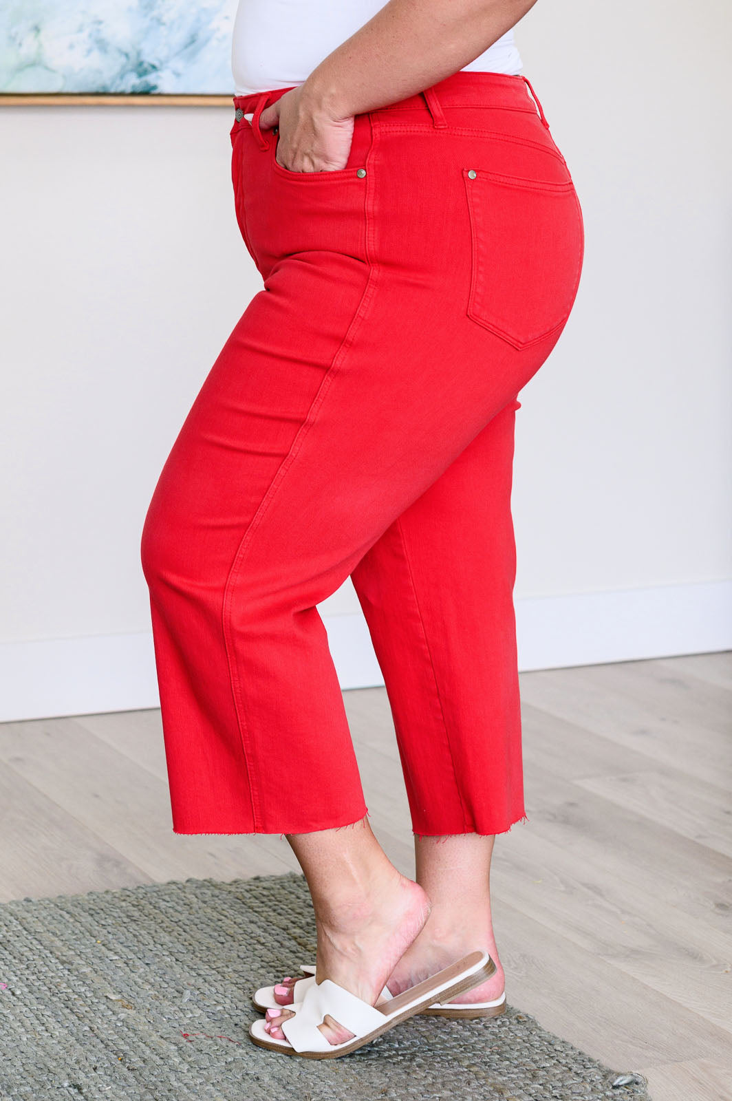 Lisa High Rise Control Top Wide Leg Crop Jeans in Red Ave Shops