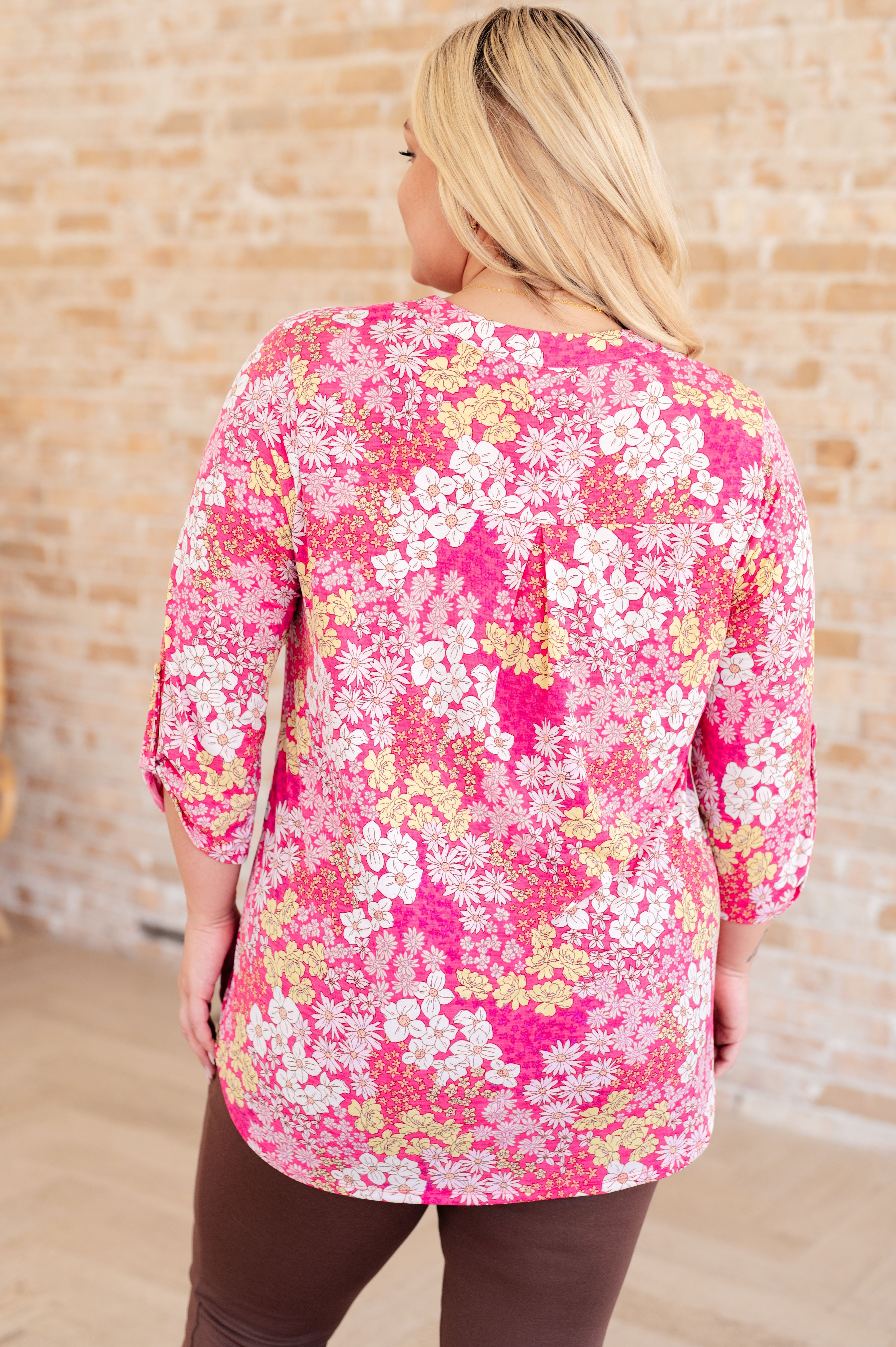 Lizzy Top in Hot Pink and Bubblegum Pink Ditsy Floral Ave Shops