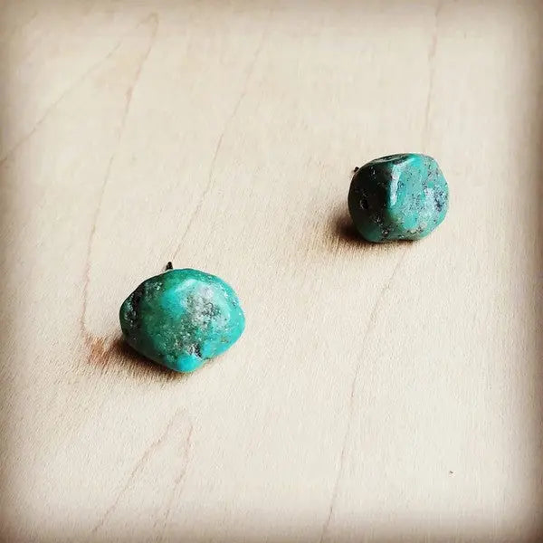 Natural Green Turquoise Stud Earrings The Jewelry Junkie