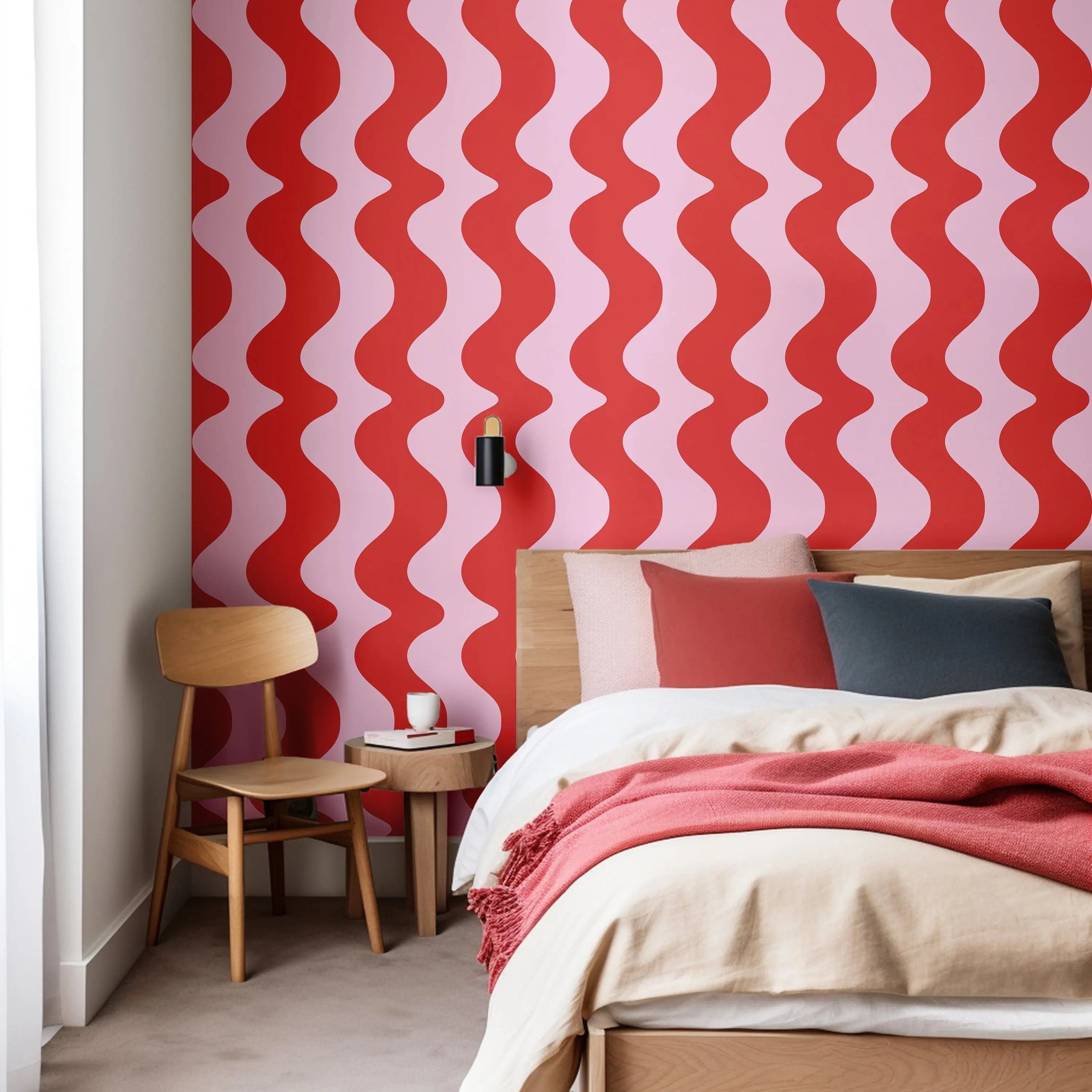 On The Same Wavelength Wallpaper in Pink Cherry Sorbet Dreams
