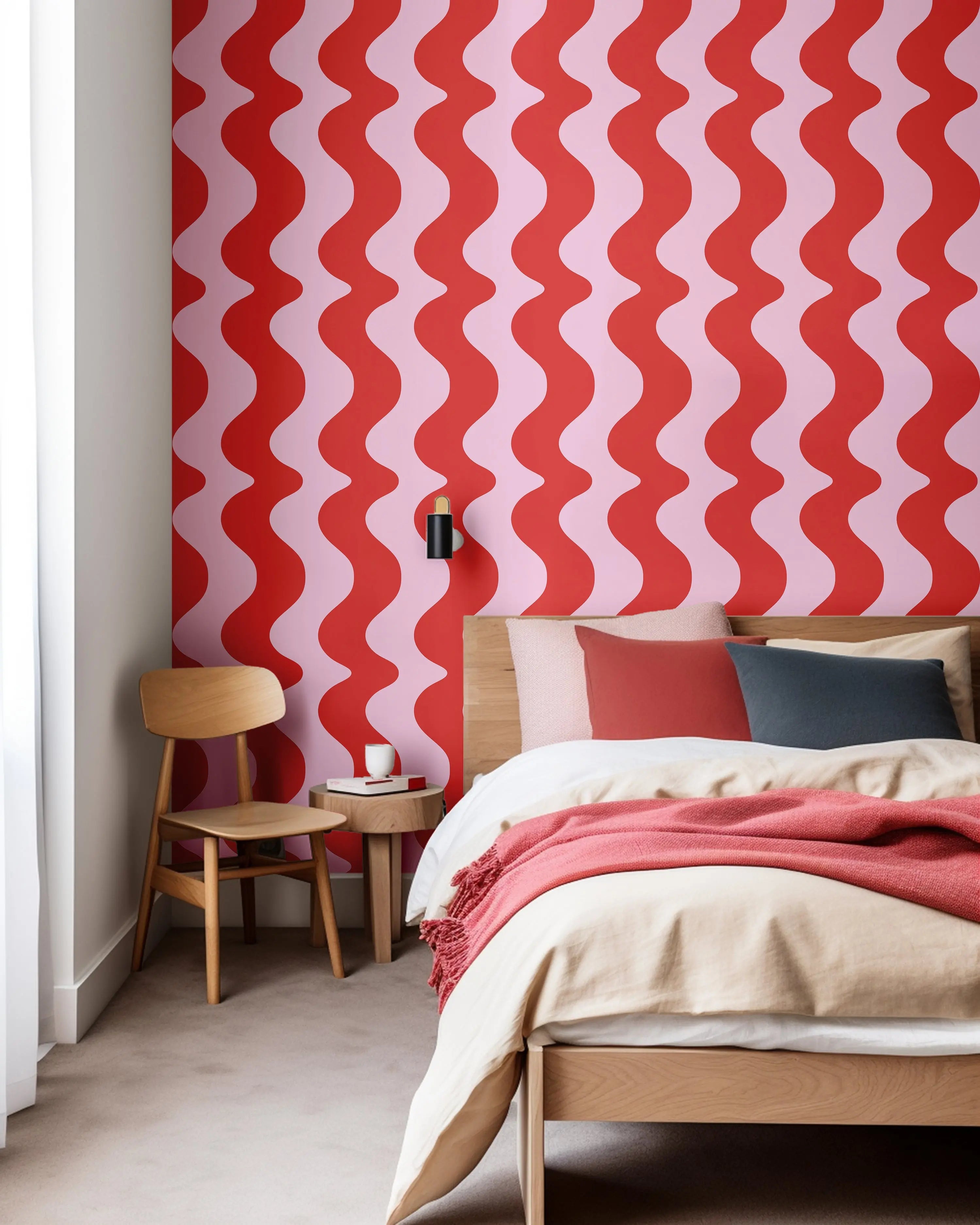 On The Same Wavelength Wallpaper in Pink Cherry Sorbet Dreams