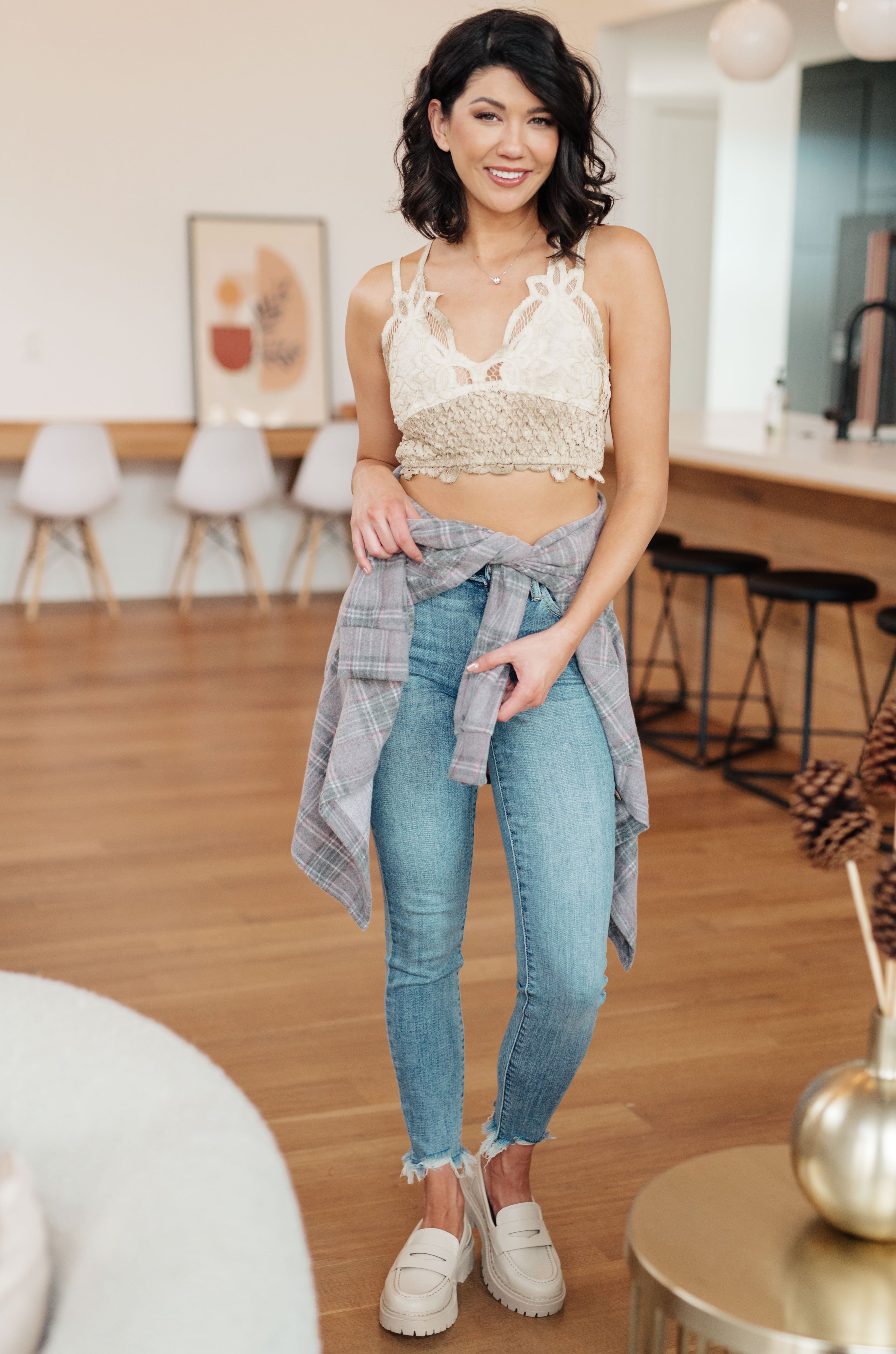 Ave Shops Live In Lace Bralette in Taupe Ave Shops