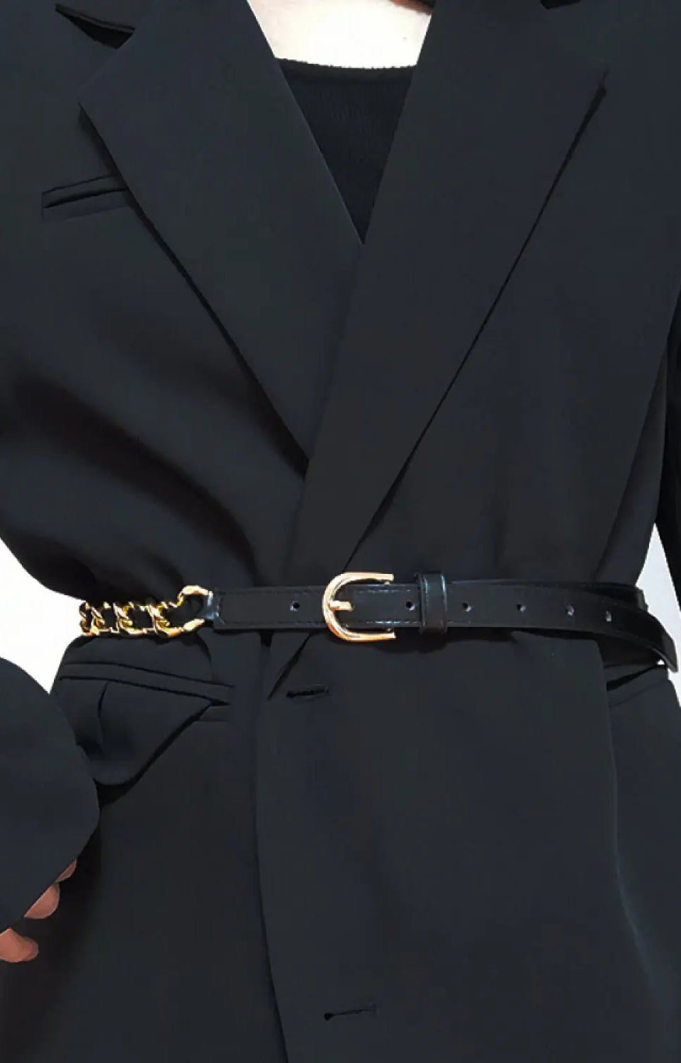 PU Chain Skinny Belt Trendsi