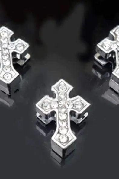 PavÃ© Arrowed Cross Charm -Silver |   |  Casual Chic Boutique