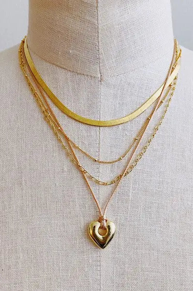 Perfectly Layered Heart And Chain Necklace Ellison and Young
