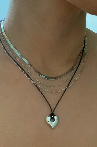 Perfectly Layered Heart And Chain Necklace Ellison and Young