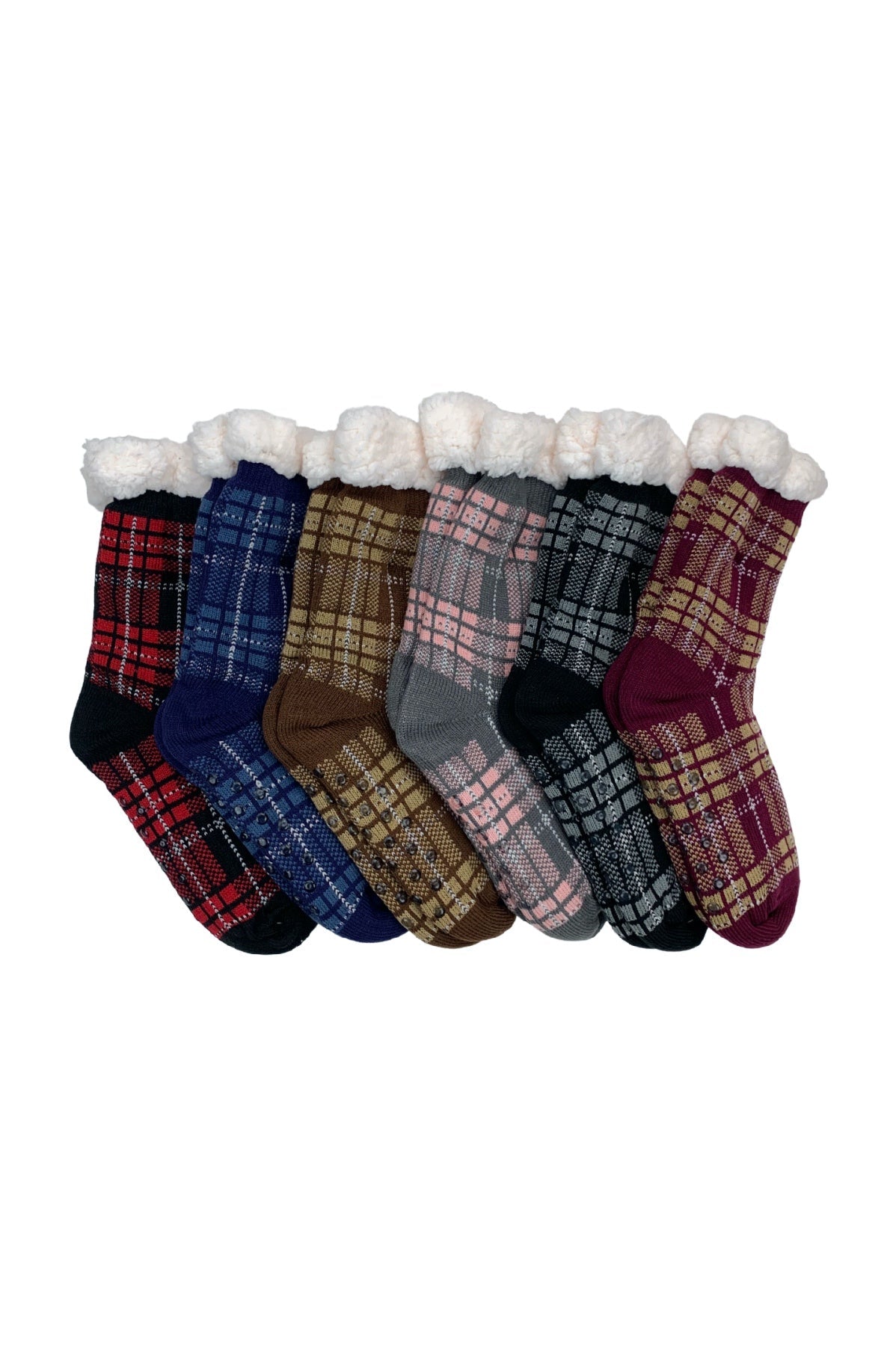 Plaid Fleece Lined Socks Accessories Boutique Simplified