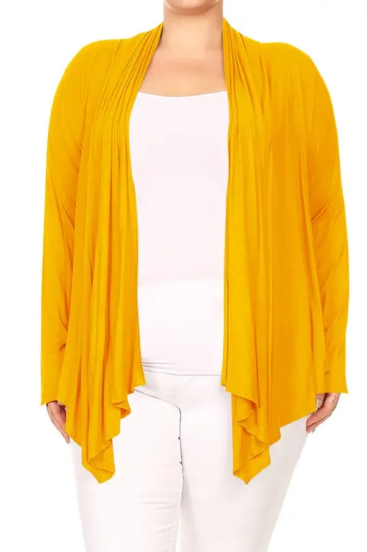 Plus size Open front draped Long sleeves cardigan Moa Collection