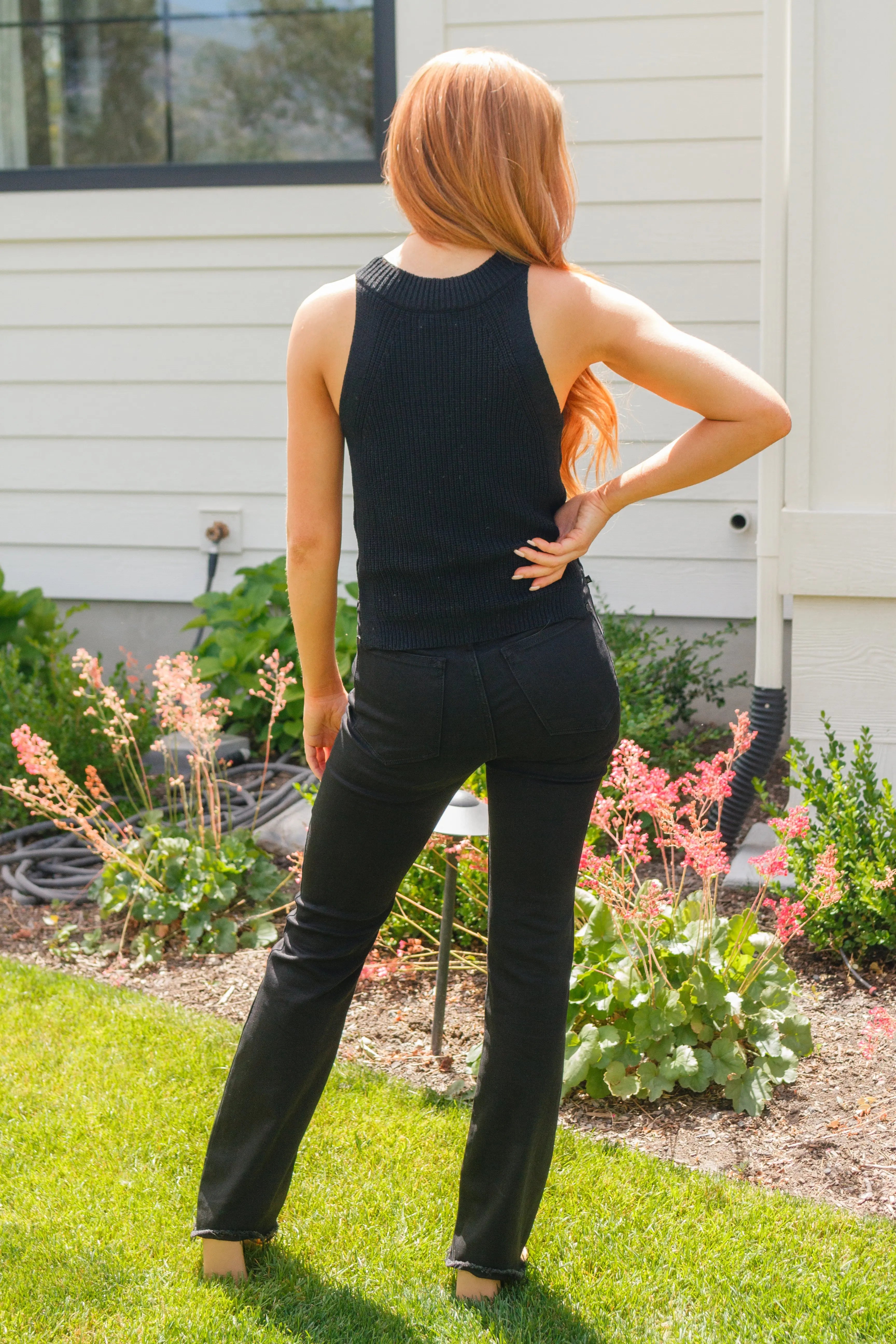 Previous Engagement Halter Neck Sweater Tank in Black Ave Shops