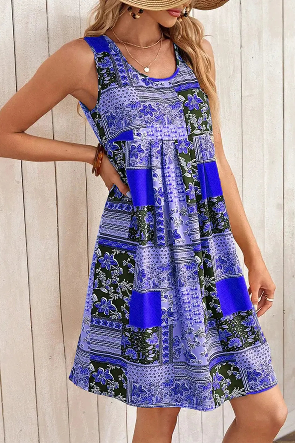 Printed Sleeveless Mini Dress Trendsi