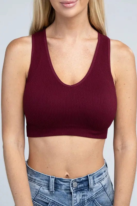 Ribbed Cropped Tank Top Ambiance Apparel