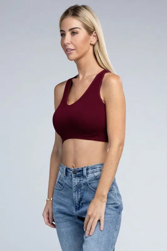 Ribbed Cropped Tank Top Ambiance Apparel