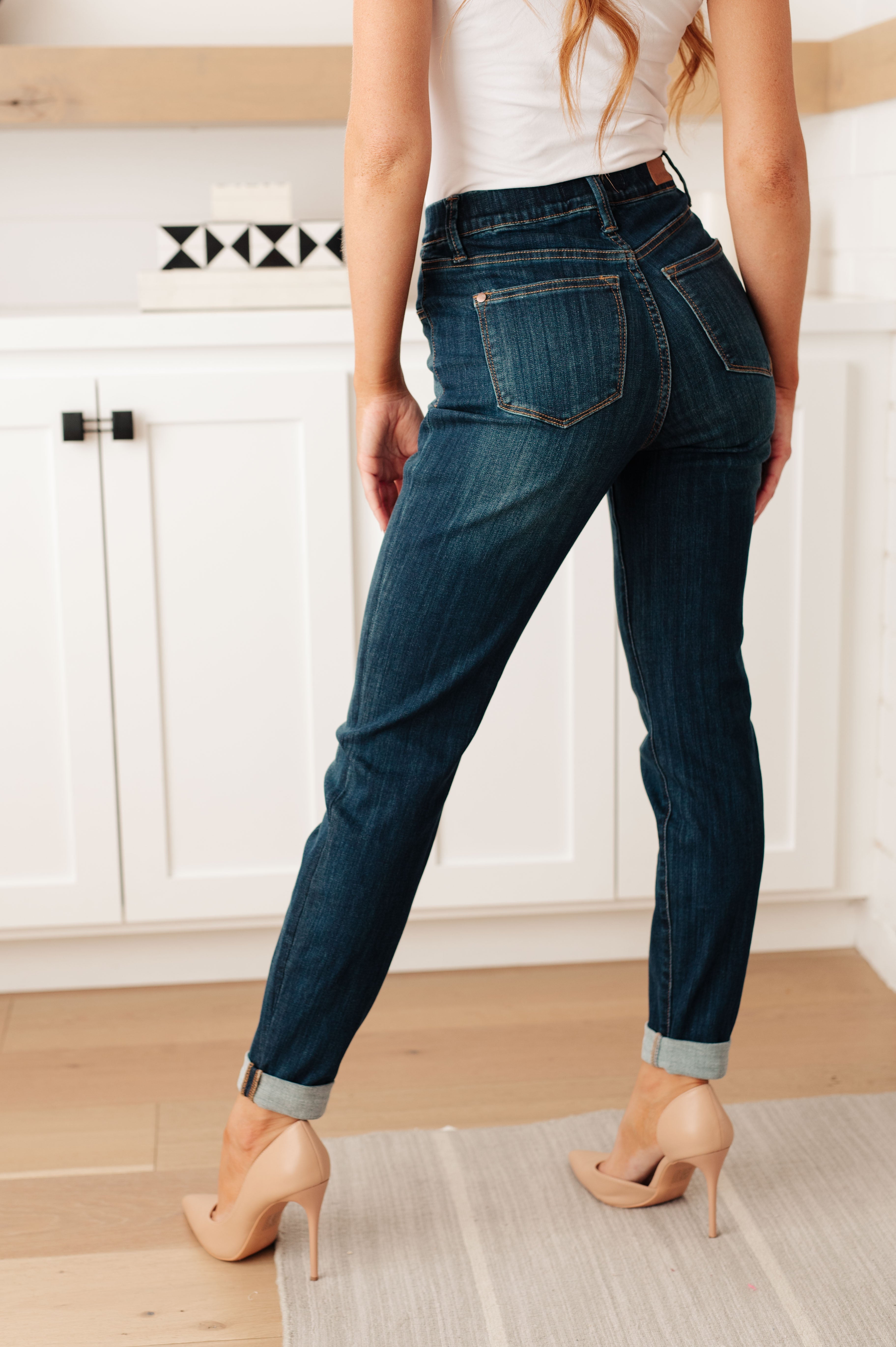 Rowena High Rise Pull On Double Cuff Slim Jeans Ave Shops