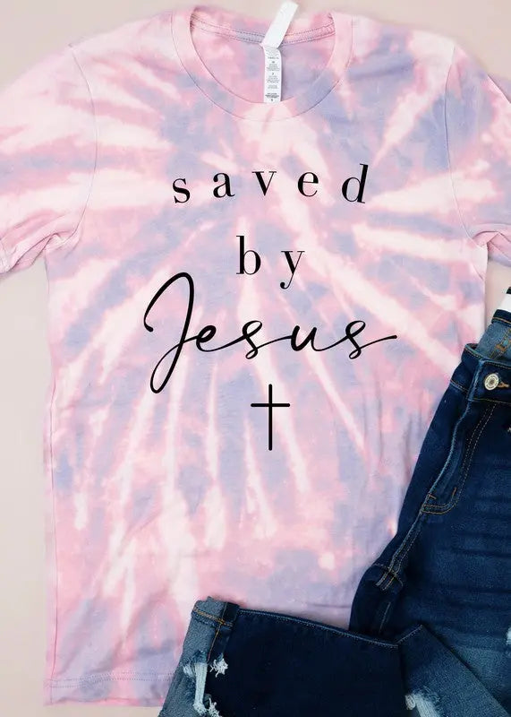 Saved By Jesus Bleached Tee D and E Tees