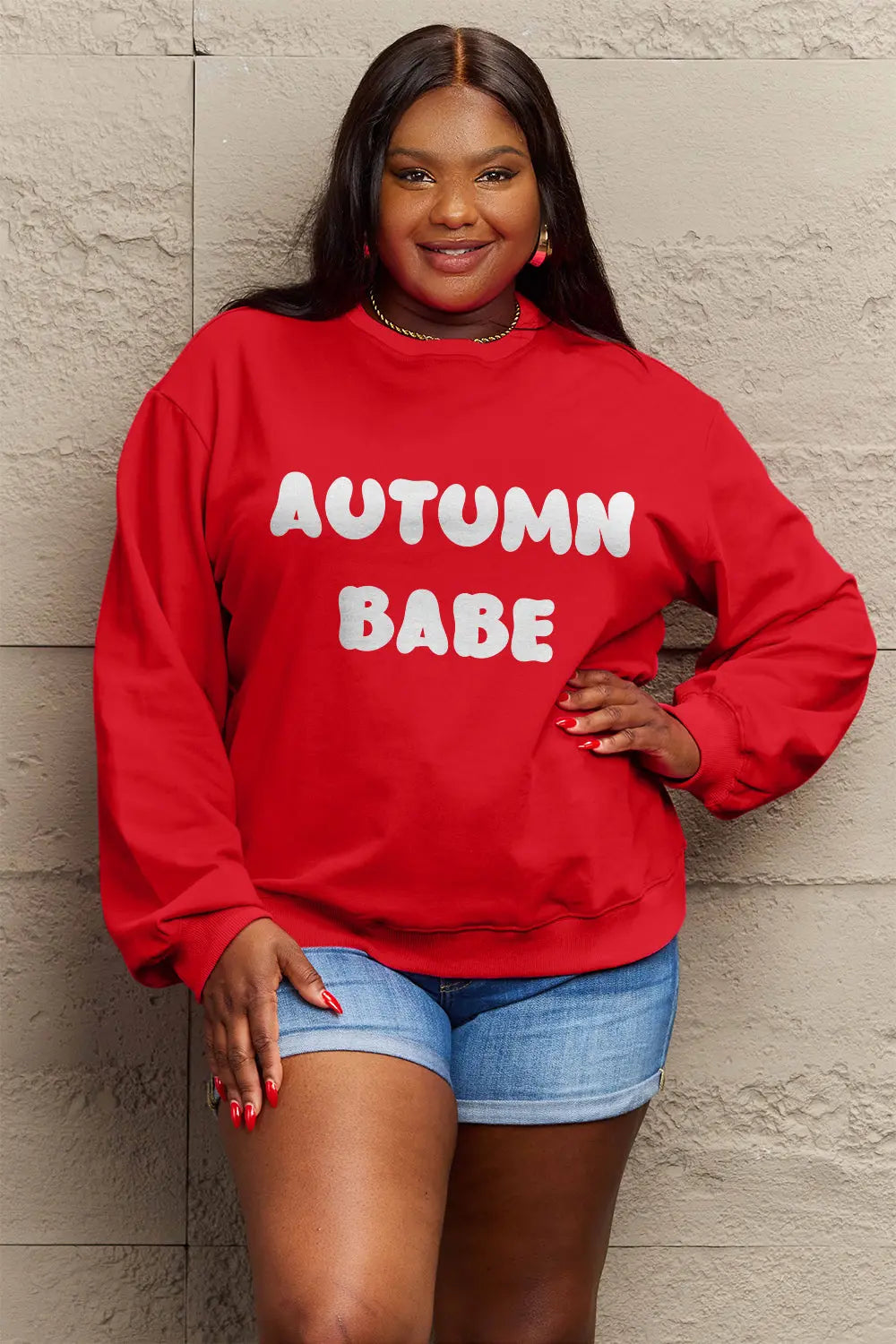 Simply Love Full Size AUTUMN BABE Graphic Sweatshirt Trendsi