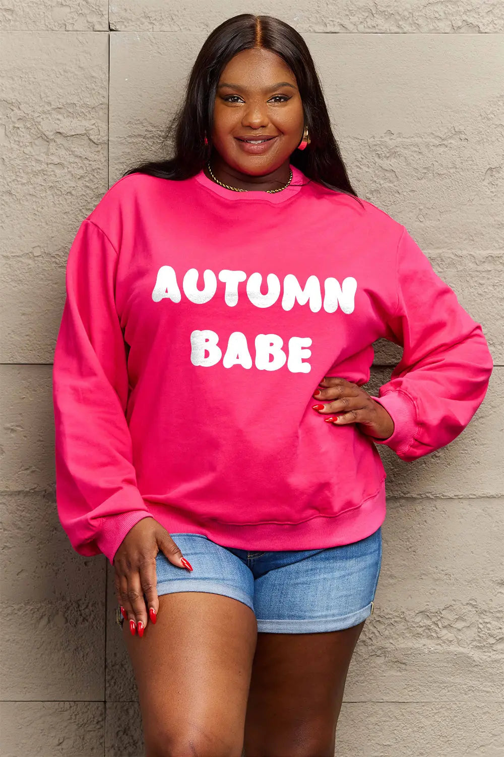 Simply Love Full Size AUTUMN BABE Graphic Sweatshirt Trendsi