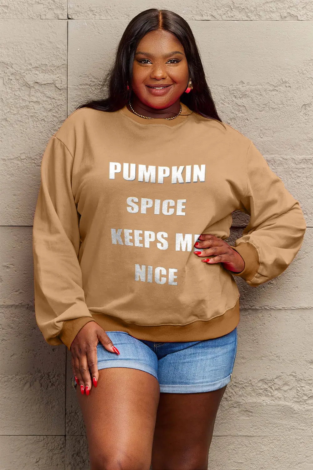 Simply Love Full Size Letter Graphic Sweatshirt Trendsi