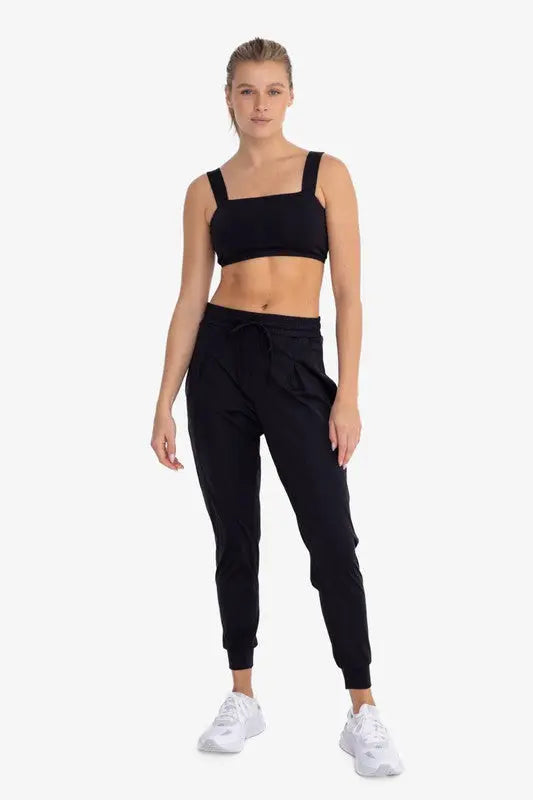 Solid Pleated Front Joggers Mono B