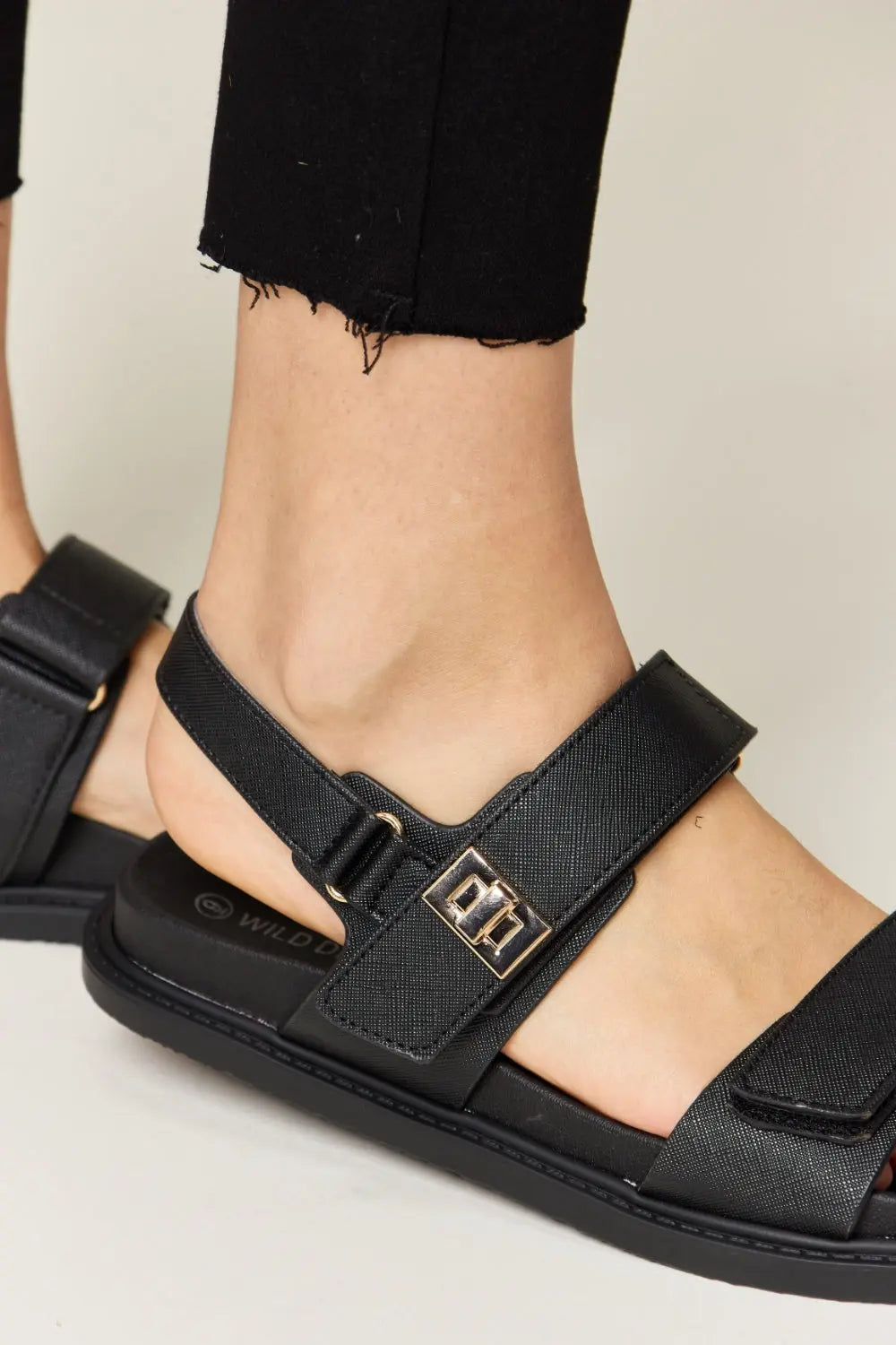 WILD DIVA Velcro Double Strap Slingback Sandals Trendsi
