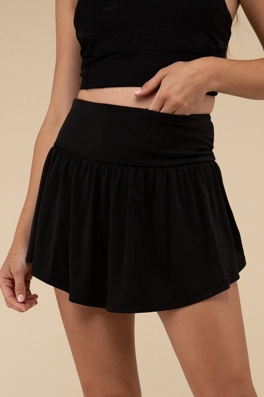 Wide Band Tennis Skirt with Zippered Back Pocket ZENANA