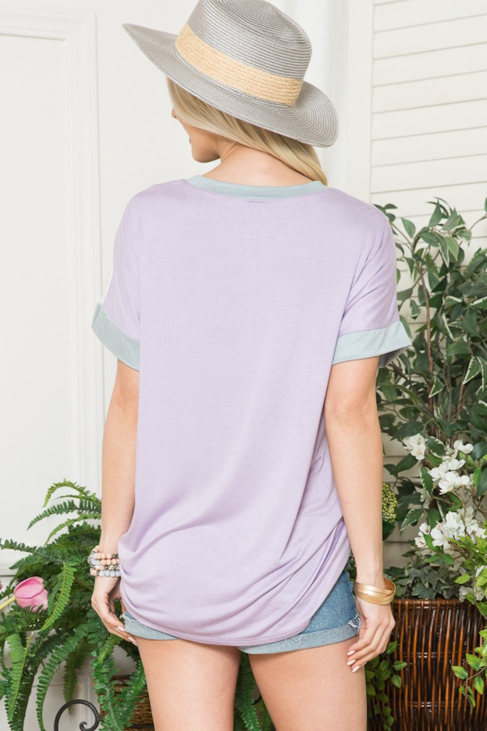 Celeste Full Size Color Block Short Sleeve T-Shirt Trendsi