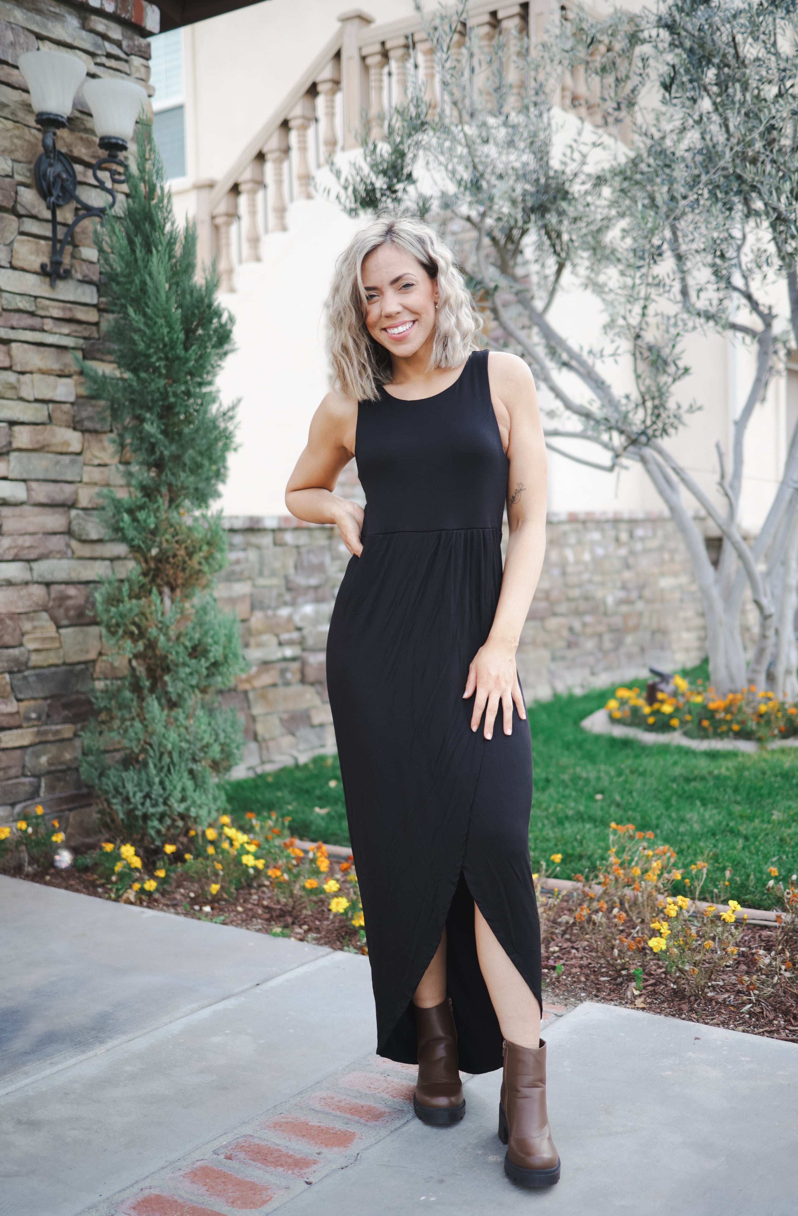 Lily Tulip Maxi Dress in Black Boutique Simplified