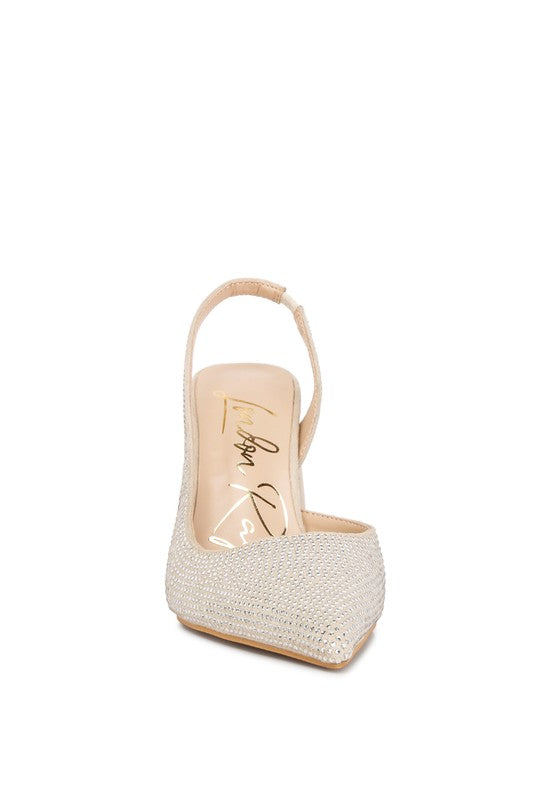 Saranna Rhinestone Embellished Suede Heel Sandals Rag Company