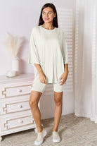 Soft Rayon Three-Quarter Sleeve Top and Shorts Set Basic Bae