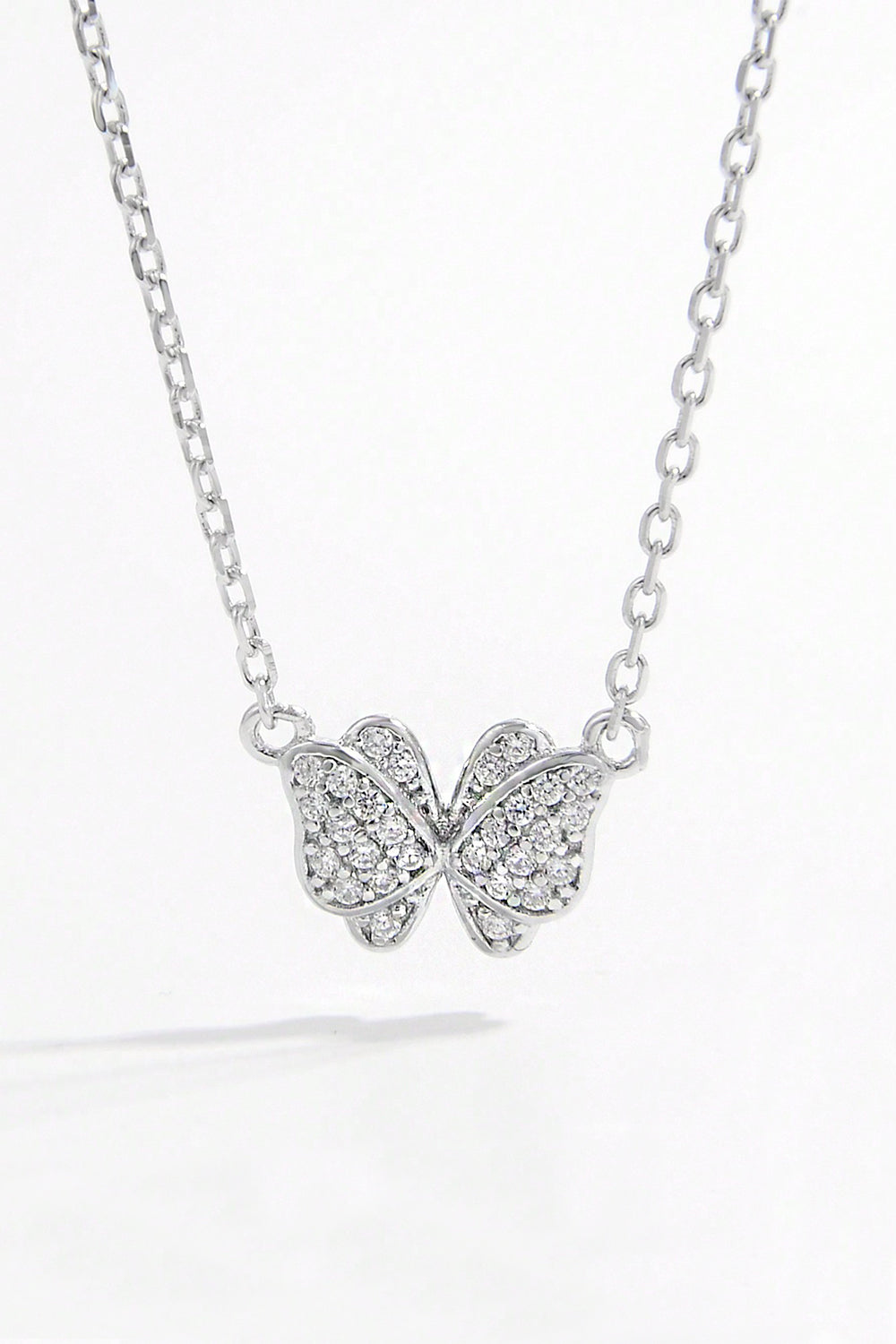 925 Sterling Silver Zircon Butterfly Pendant Necklace Trendsi