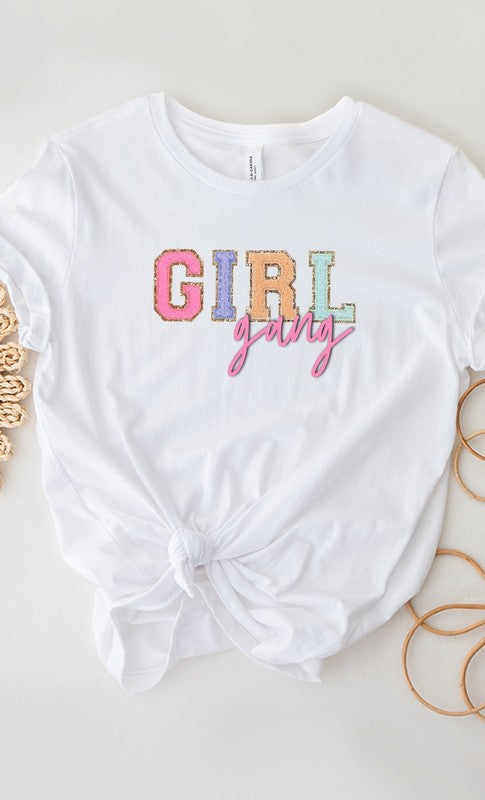 Girl Gang Faux Chenille Letters PLUS Graphic Tee Kissed Apparel