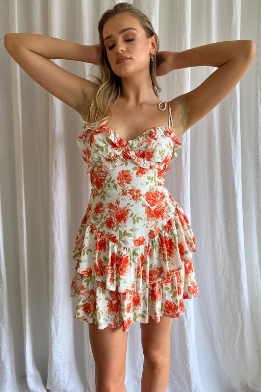 Floral Printed Tiered Mini Dress One and Only Collective Inc