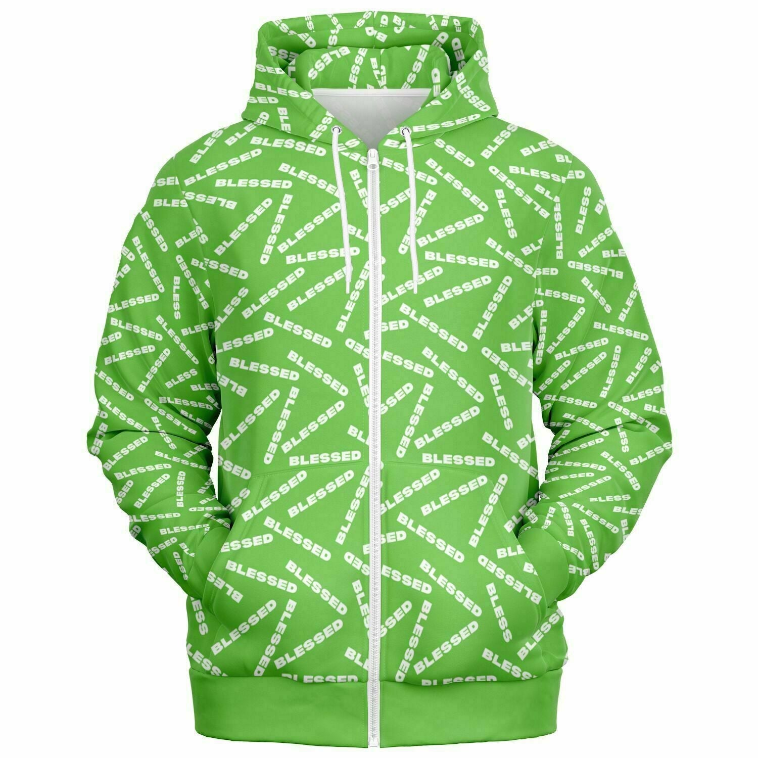 BLESSED Green Fashion Zip-Up Hoodie Get Blessed Now