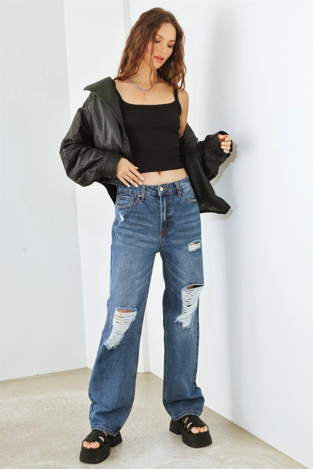 HAMMER COLLECTION Distressed High Waist Jeans Trendsi