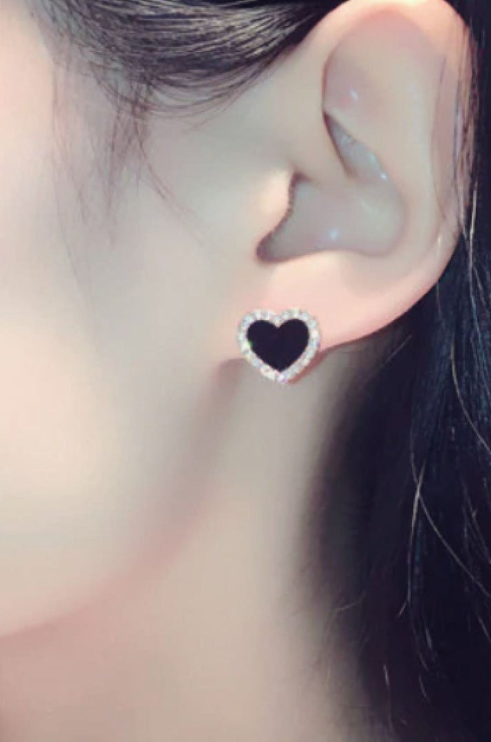 ClaudiaG Onyx Heart Earrings