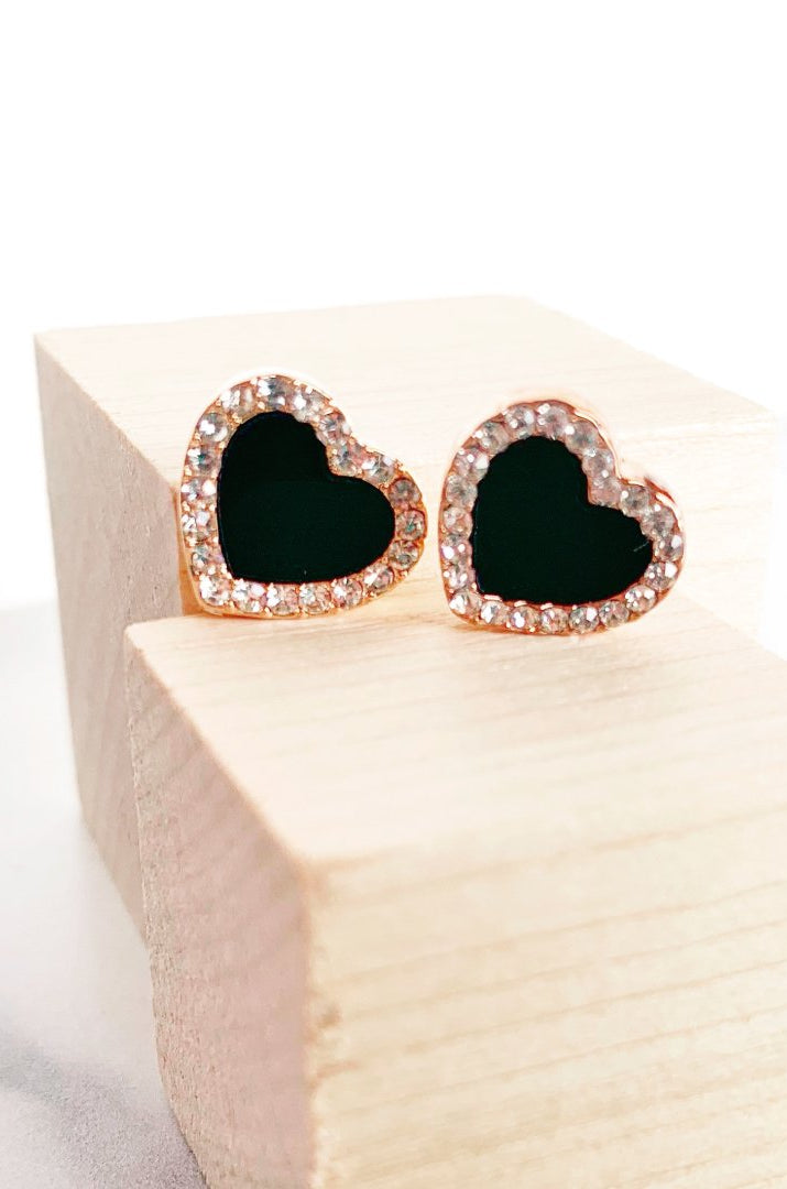 ClaudiaG Onyx Heart Earrings