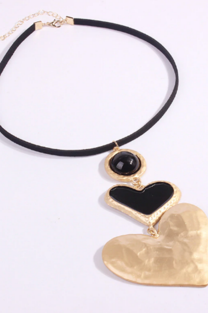 ClaudiaG Double Black Heart Necklace
